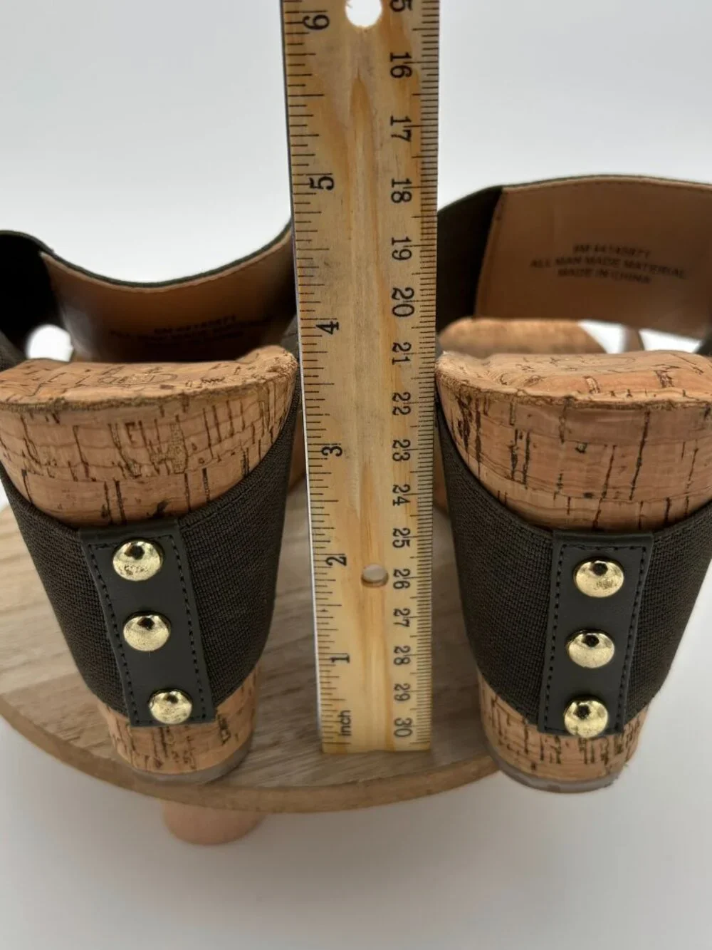 Olive Green Studded Slide Wedge Sandals Cork Platform Open Toe Slip On Shoes 9M